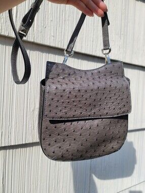 Cape Cobra Genuine Ostrich Flap Crossbody Bag Grey Made in South Africa NWOT